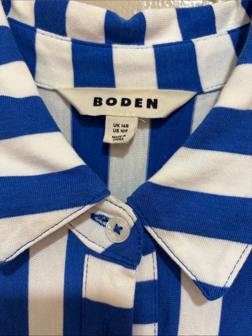Boden Blue and White Striped Jersey Maxi Shirt Dress - Picture 2 of 5